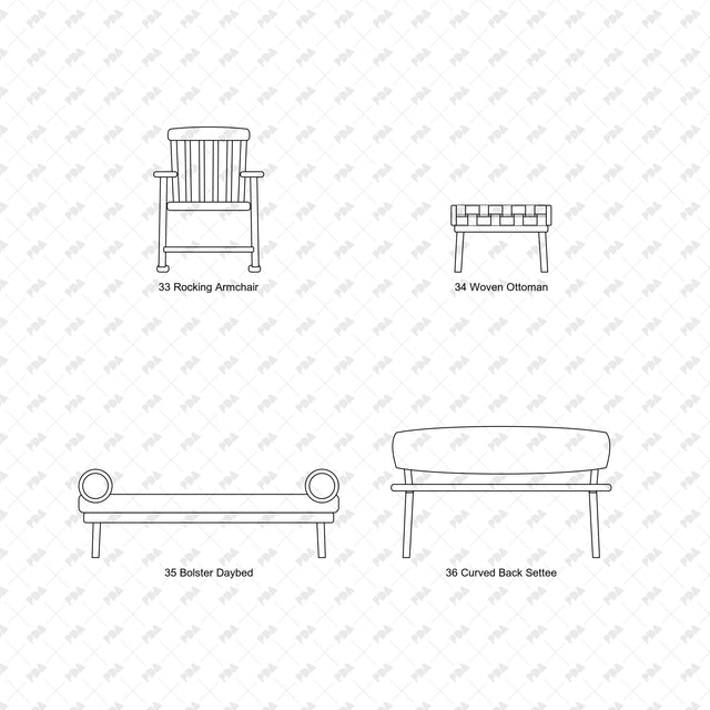 CAD, Vector, PNG Nordic Bentwood Furniture In Front View - Post Digital Architecture — Free and Affordable Resources for Architects
