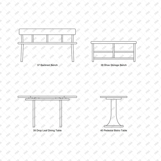CAD, Vector, PNG Nordic Bentwood Furniture In Front View - Post Digital Architecture — Free and Affordable Resources for Architects
