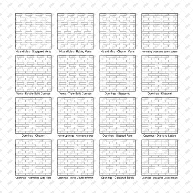 Illustrator Pattern Library - Open Brick Screen Patterns - 16 Swatches