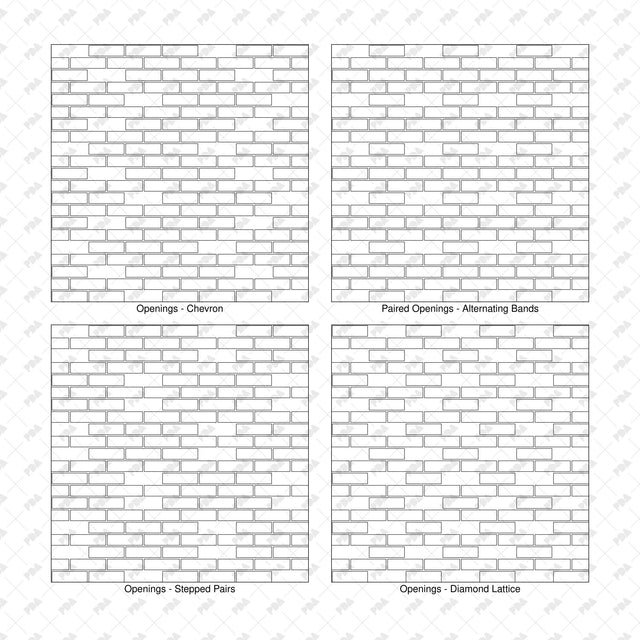 Illustrator Pattern Library - Open Brick Screen Patterns - 16 Swatches