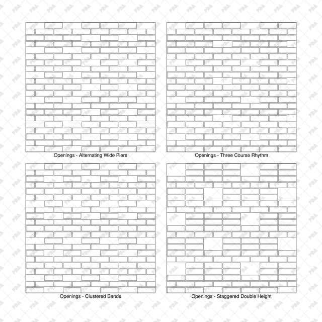 Illustrator Pattern Library - Open Brick Screen Patterns - 16 Swatches