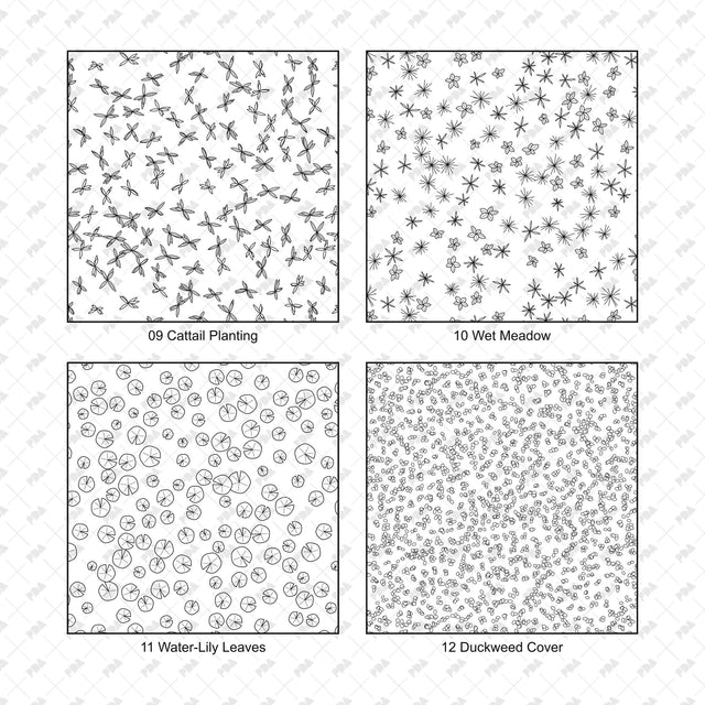 Illustrator Pattern Library - Rain Gardens, Wetlands & Green Roofs - Post Digital Architecture — Free and Affordable Resources for Architects