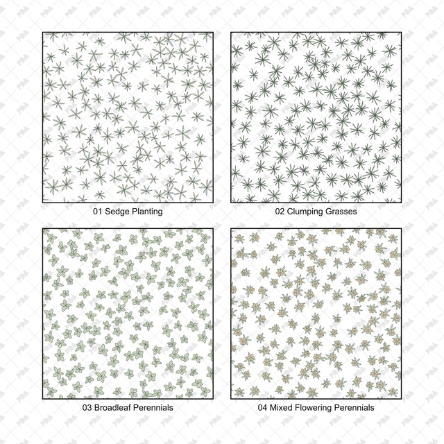 Illustrator Pattern Library - Rain Gardens, Wetlands & Green Roofs - Post Digital Architecture — Free and Affordable Resources for Architects
