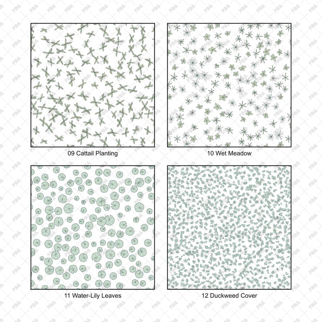 Illustrator Pattern Library - Rain Gardens, Wetlands & Green Roofs - Post Digital Architecture — Free and Affordable Resources for Architects