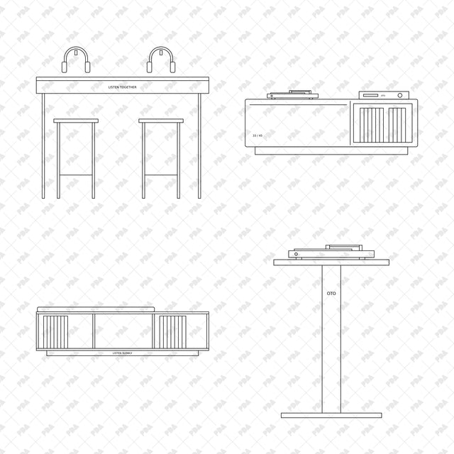 CAD, Vector, PNG Record Store in Front View - Post Digital Architecture — Free and Affordable Resources for Architects