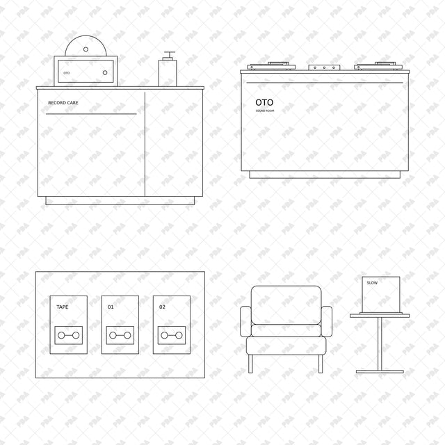 CAD, Vector, PNG Record Store in Front View - Post Digital Architecture — Free and Affordable Resources for Architects