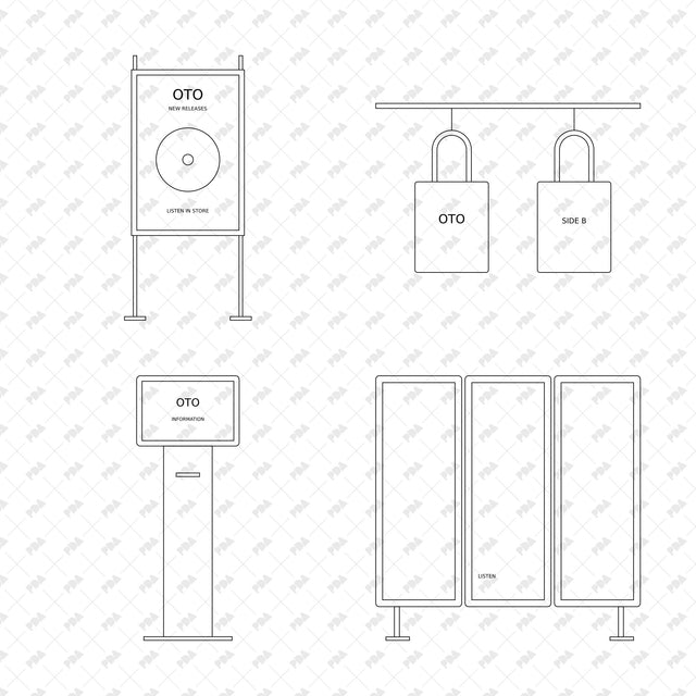 CAD, Vector, PNG Record Store in Front View - Post Digital Architecture — Free and Affordable Resources for Architects