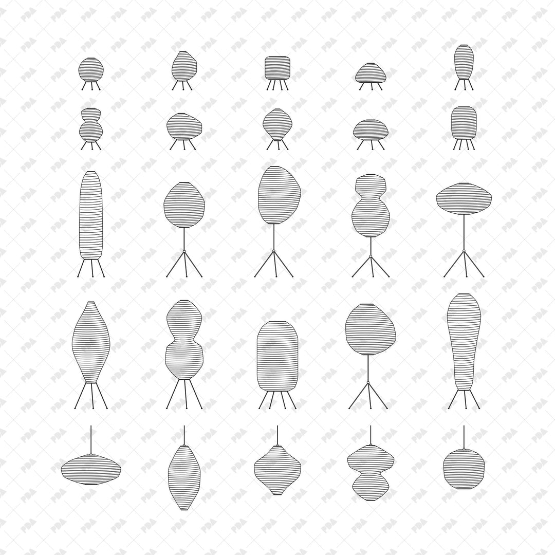 Sculptural Paper Lamps Front View | DXF, SVG & PNG
