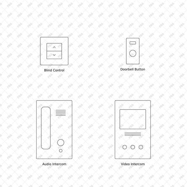 Wall switches, sockets and controls, front elevations 33 to 36