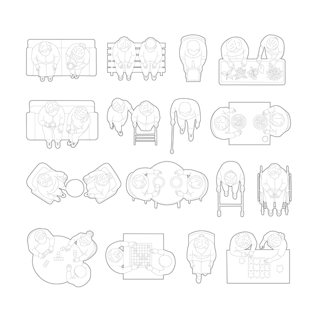 CAD, Vector, PNG Senior Living Characters Top View