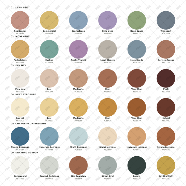 Illustrator Pattern Library - Urban Analysis Color Palette - Post Digital Architecture — Free and Affordable Resources for Architects