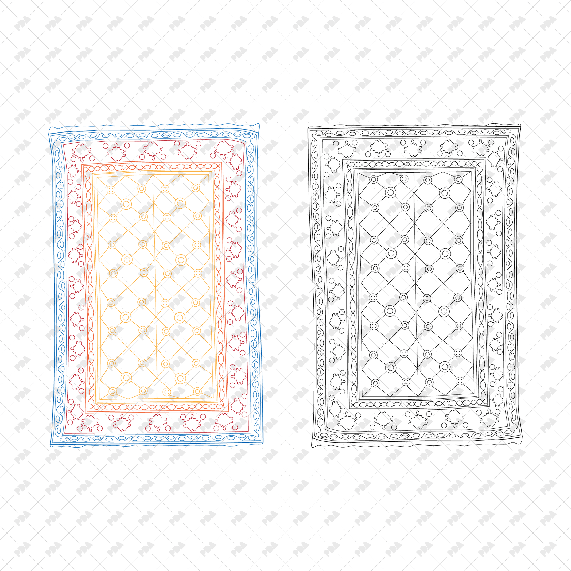 CAD, Vector, PNG Carpets and Rugs in Color and B/W