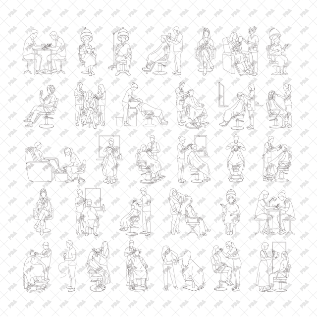 CAD, Vector, PNG Beauty Salon in Side and Front View - Post Digital Architecture — Free and Affordable Resources for Architects