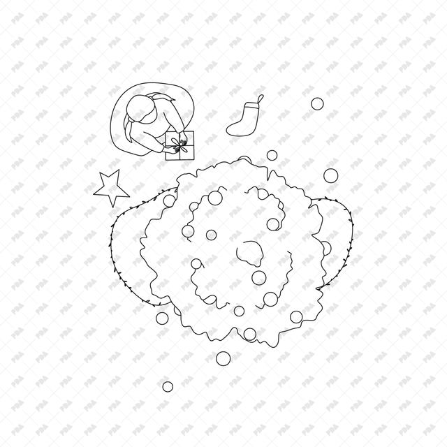 CAD, Vector, PNG Family Decorating a Christmas Tree in Top View - Post Digital Architecture — Free and Affordable Resources for Architects