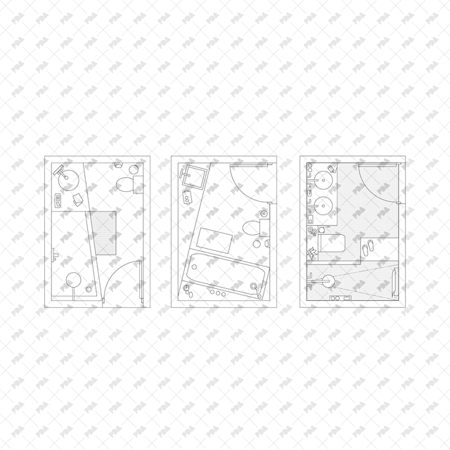 CAD, Vector, PNG Bathroom Layouts in Top View - Post Digital Architecture — Free and Affordable Resources for Architects
