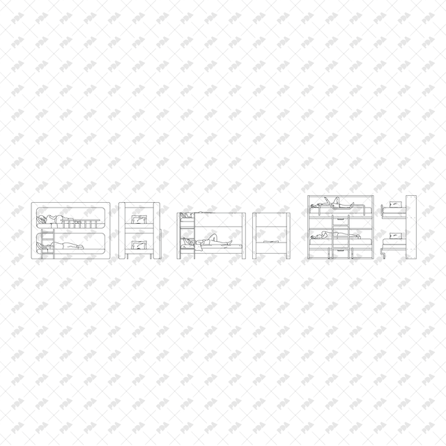CAD, Vector, PNG Bunk Beds in Front and Side View - Post Digital Architecture — Free and Affordable Resources for Architects