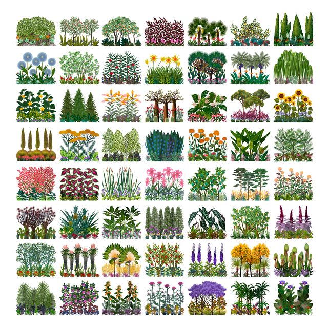 PNG and PSD Large Area Coverage Plants Inspired by Henri Rousseau (Layers Included) - Post Digital Architecture — Free and Affordable Resources for Architects