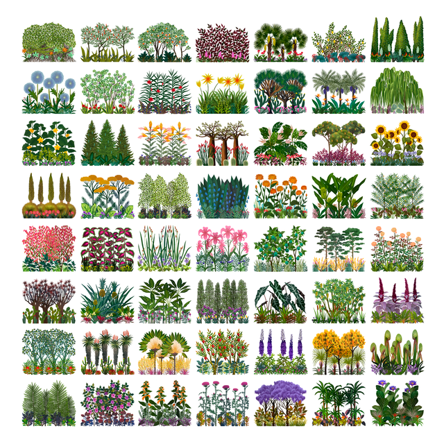 PNG and PSD Large Area Coverage Plants Inspired by Henri Rousseau (Layers Included)