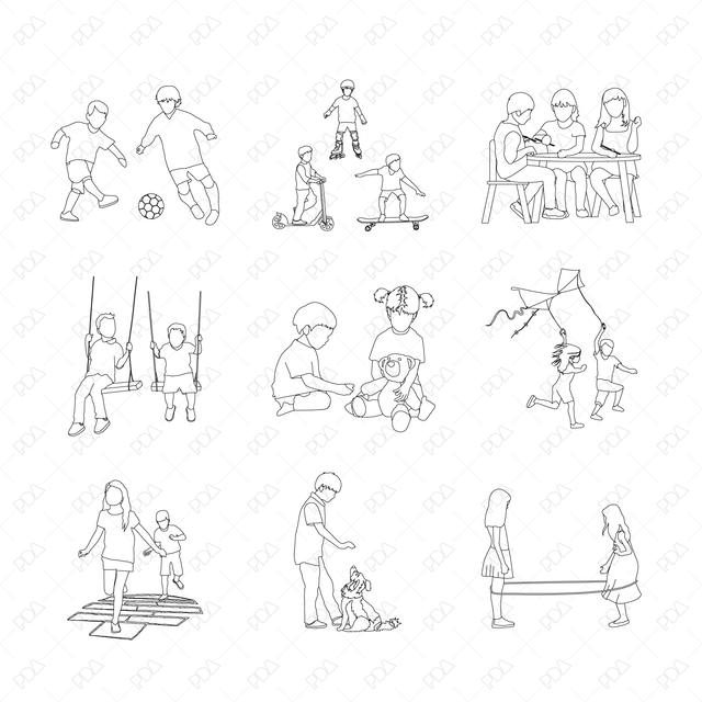 CAD and Vector Kids Set (20 Figures) - Post Digital Architecture — Free and Affordable Resources for Architects