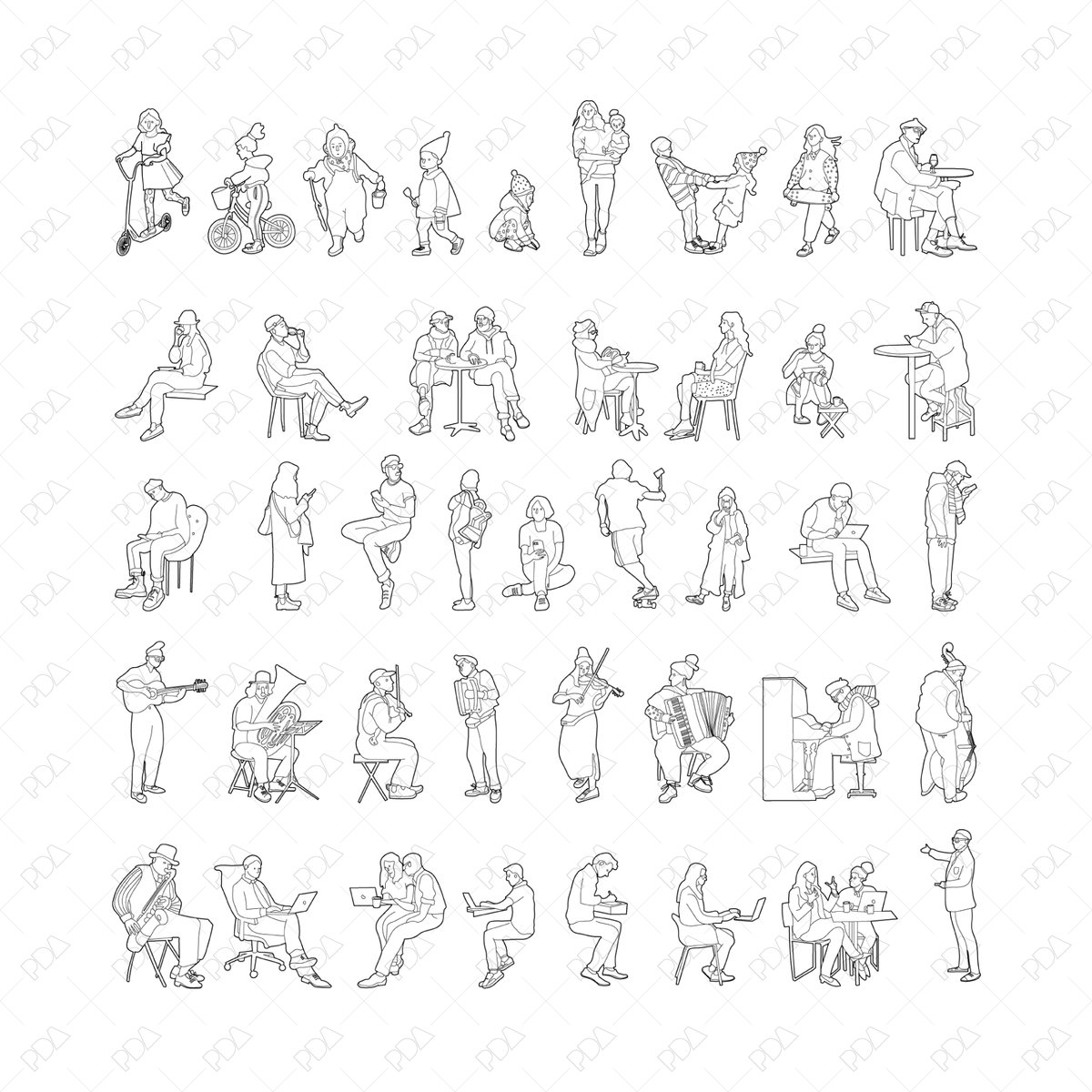 Cad Geometry Character CAD, Vector Hand Drawn Characters Multi-Pack