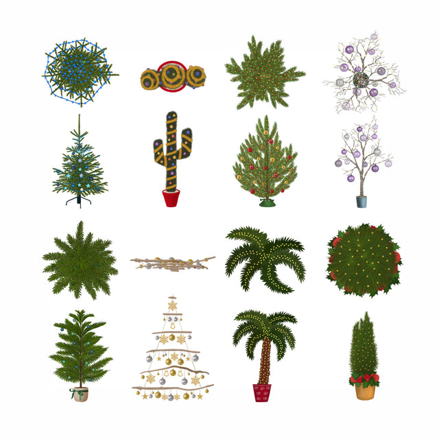 Indoor Winter Holidays Trees (Top and front views)