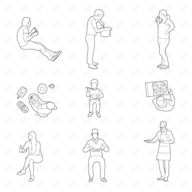 CAD Vector People Eating - Post Digital Architecture — Free and Affordable Resources for Architects