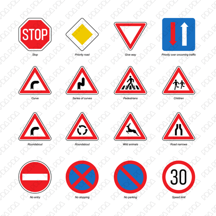 Road Signs Set (Front view) | Post Digital Architecture