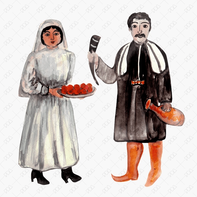 PNG Hand Drawn People Characters Inspired by Niko Pirosmani - Post Digital Architecture — Free and Affordable Resources for Architects