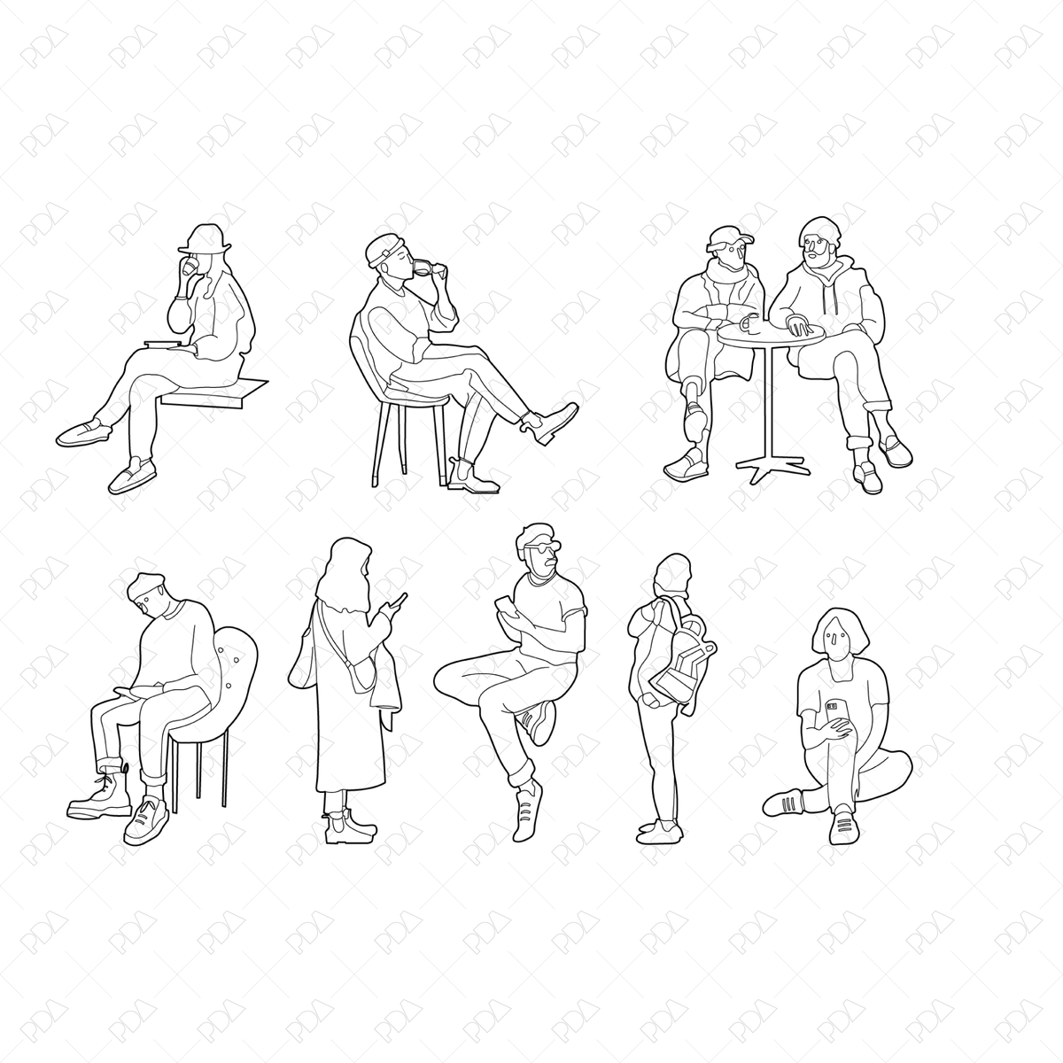 Cad Geometry Character CAD, Vector Hand Drawn Characters Multi-Pack