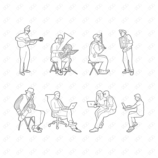 CAD and Vector Hand Drawn Characters Multi-Pack - Post Digital Architecture — Free and Affordable Resources for Architects