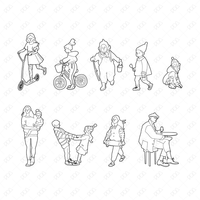 CAD and Vector Hand Drawn Characters Multi-Pack - Post Digital Architecture — Free and Affordable Resources for Architects