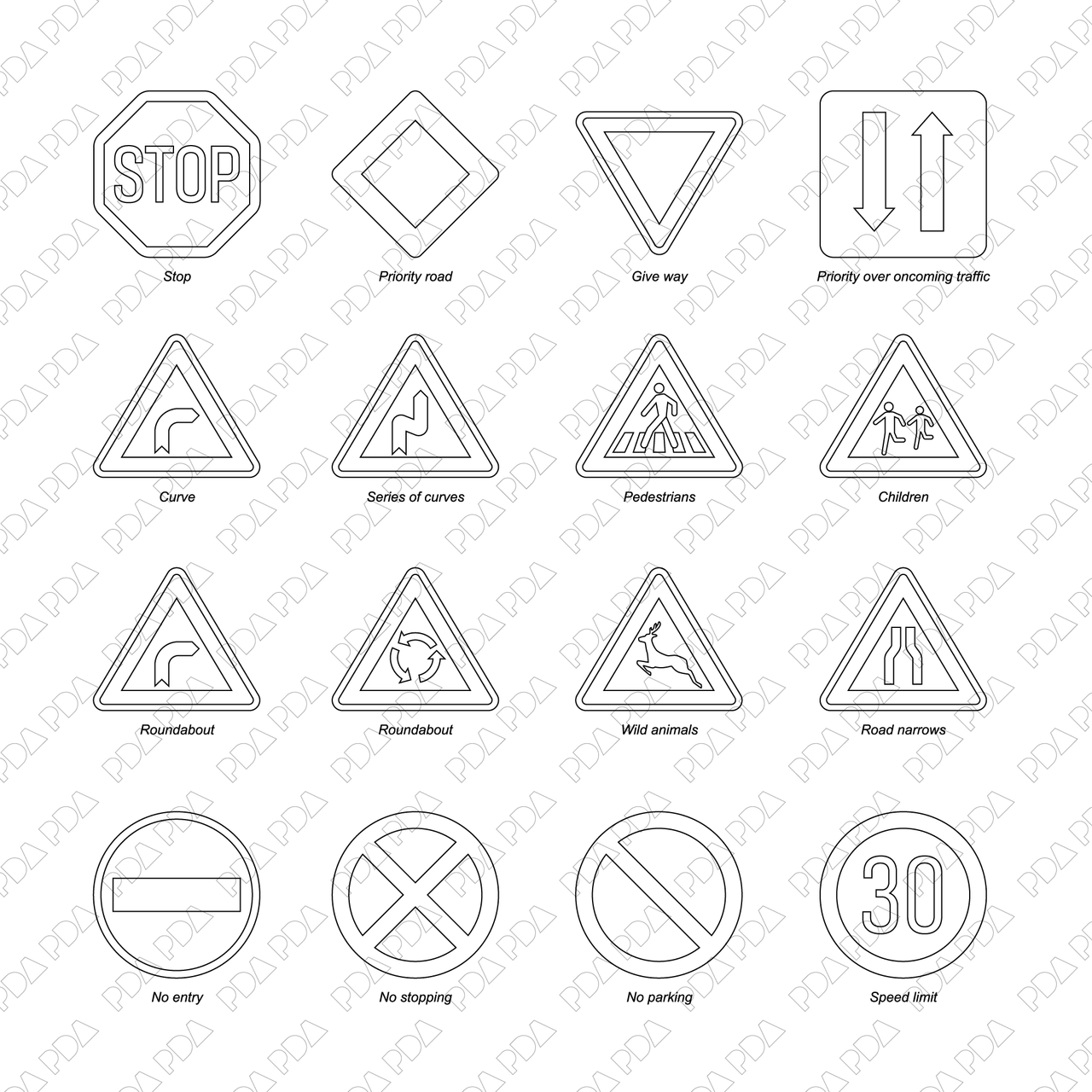 Road Signs Set (Front view) | Post Digital Architecture