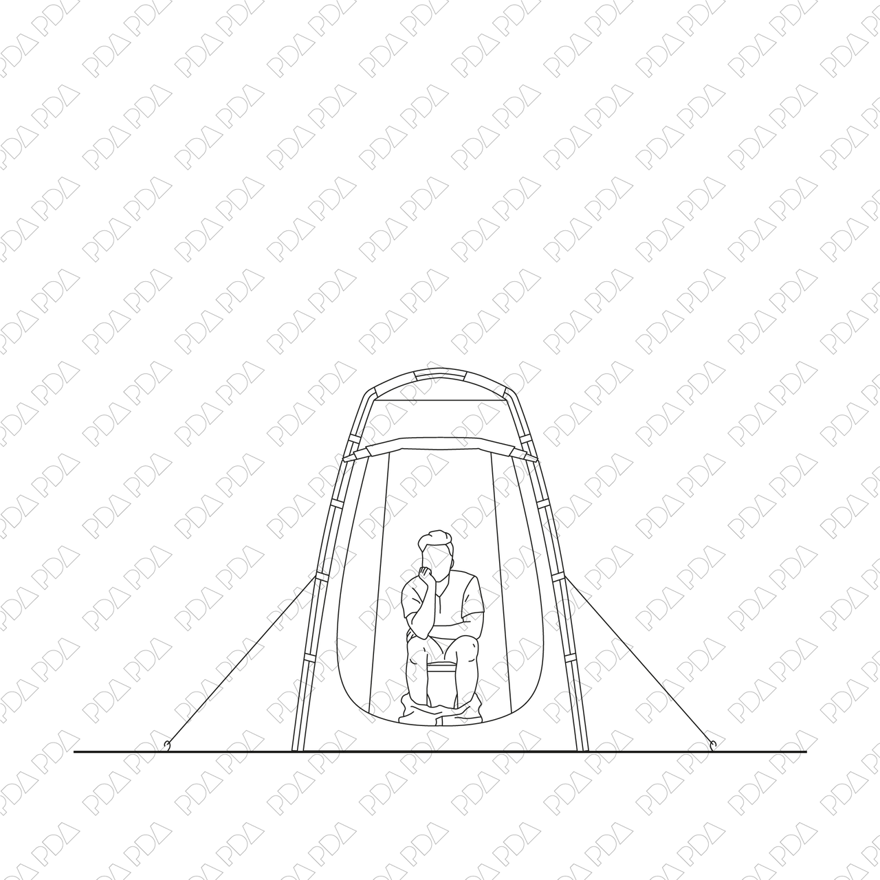 CAD & Vector Line Camping Set - 360° Views