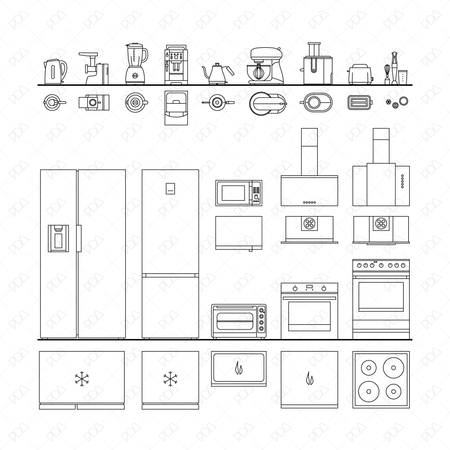 Autocad Kitchen Items CAD and Vector Kitchen Appliances (Top and Side view) | Post Digital ...