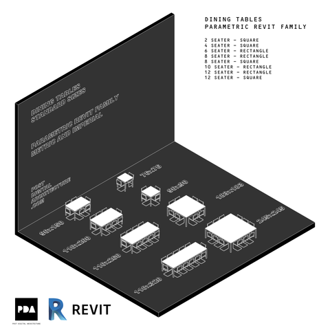 Architecture Table Rvt Revit Family - Rectangular Dining Tables | Post Digital Architecture