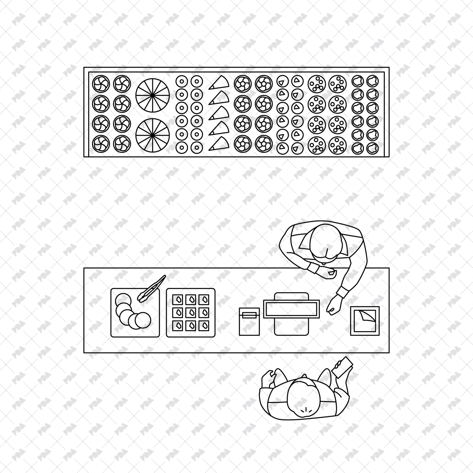 Pastry Autocad CAD, Vector Bakery Set (Front view and side view)