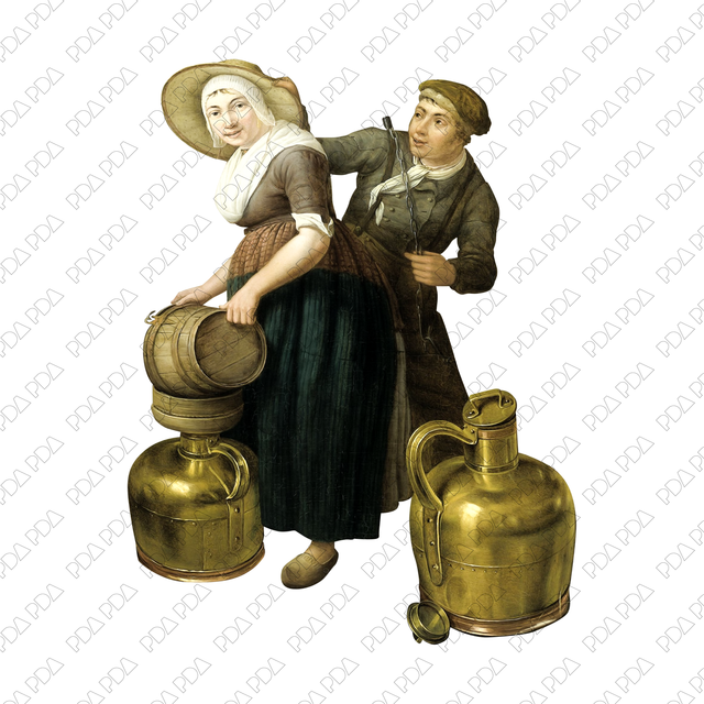 Artcutout Scenes - Groups: Couple Filling Water Tanks With Water (PNG)