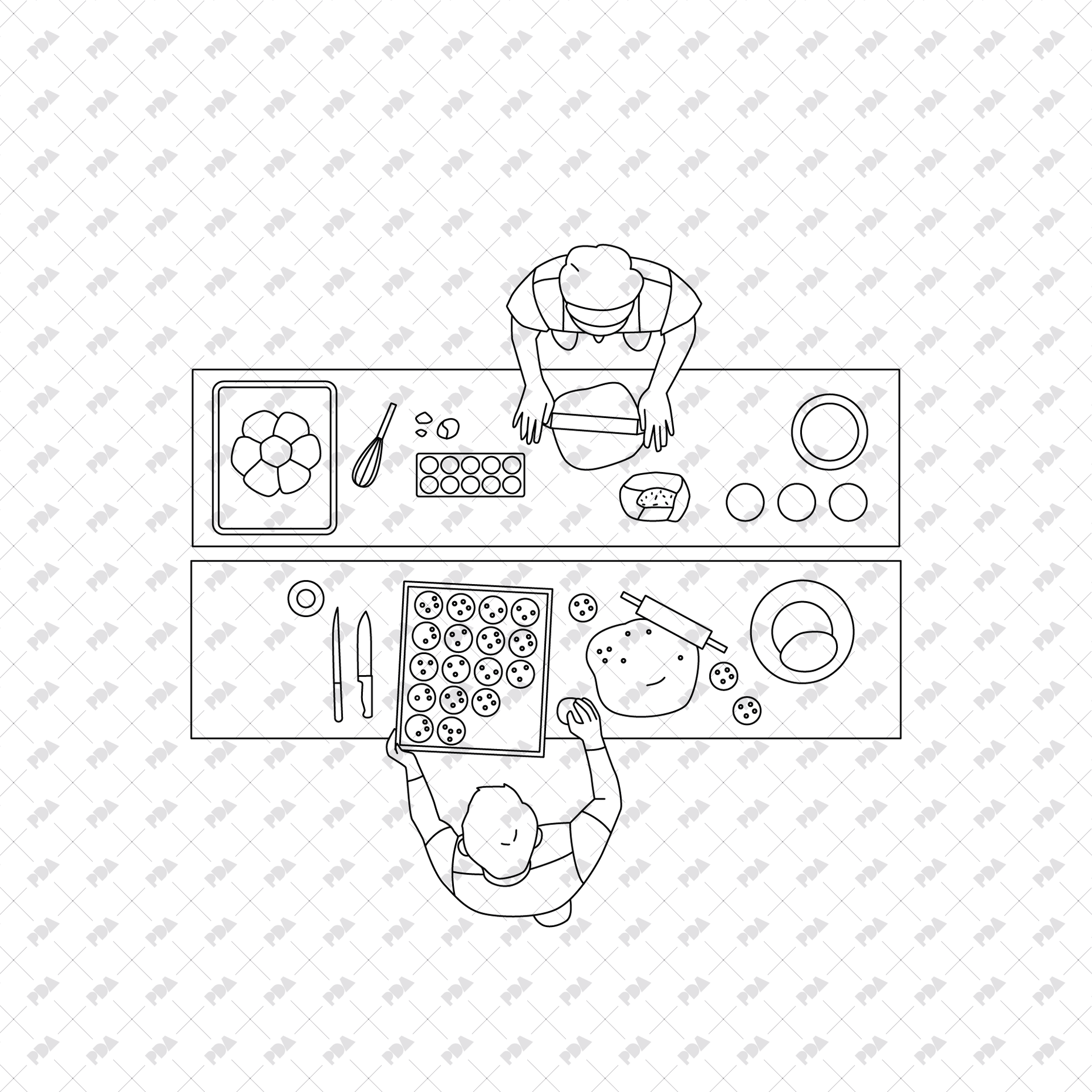 Pastry Autocad CAD, Vector Bakery Set (Front view and side view)