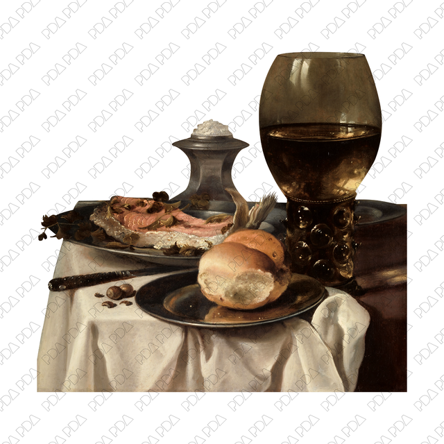 Artcutouts: Fish and Bread on Table (PNG)
