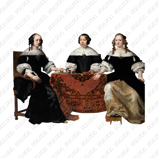 Artcutout Scenes - Groups: Three Ladies Sitting at a Table (PNG)