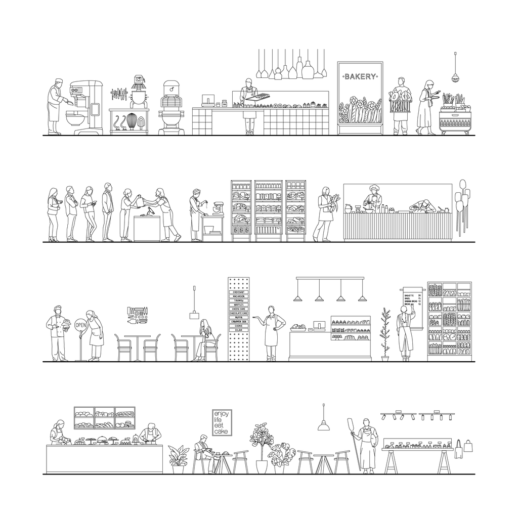 CAD, Vector Bakery Set (Front view and side view)