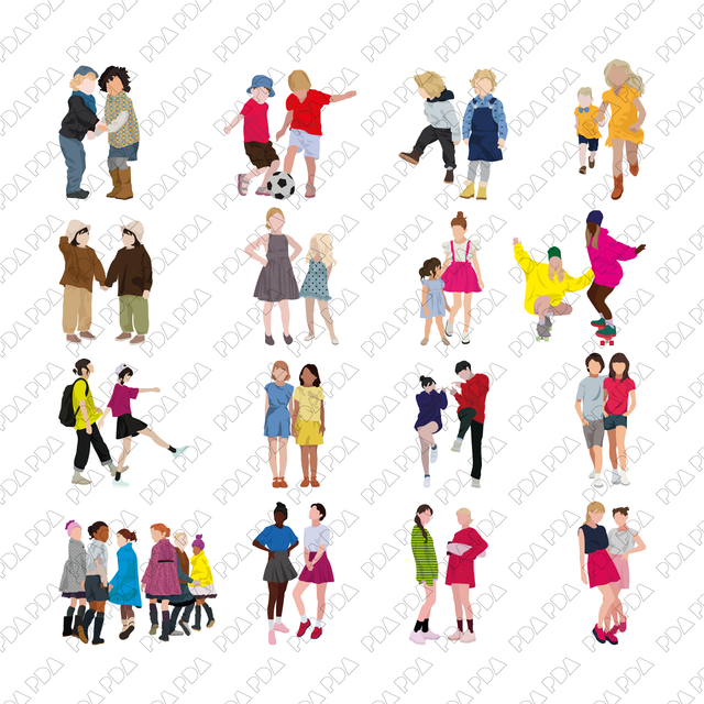 Vector Kids and Teenagers Set (25 Figures) - Post Digital Architecture — Free and Affordable Resources for Architects