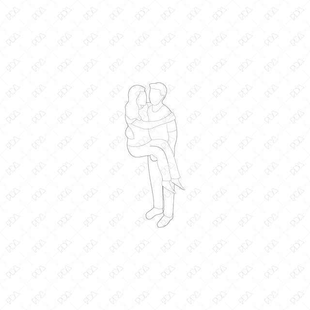 CAD and Vector Axonometric Couples Set