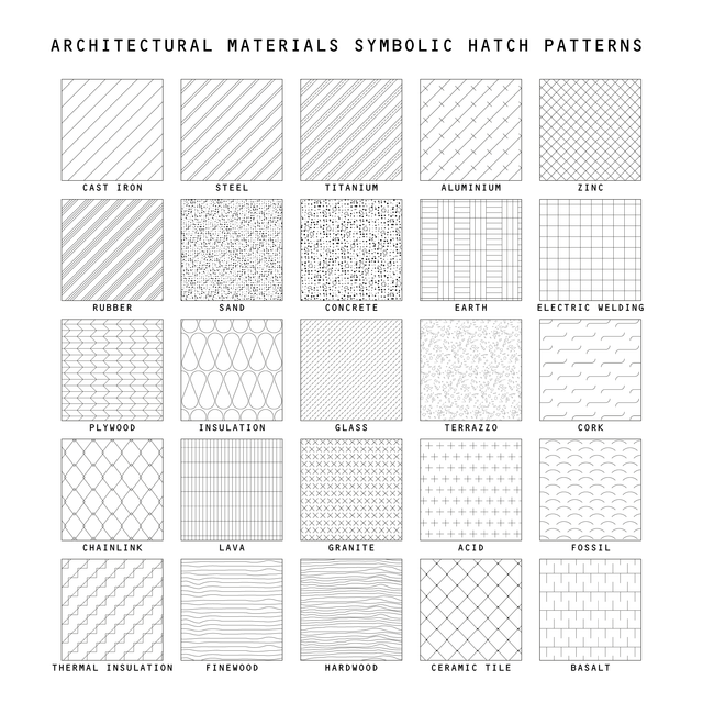 Illustrator Pattern Library - Architectural Materials Symbolic Hatch Patterns