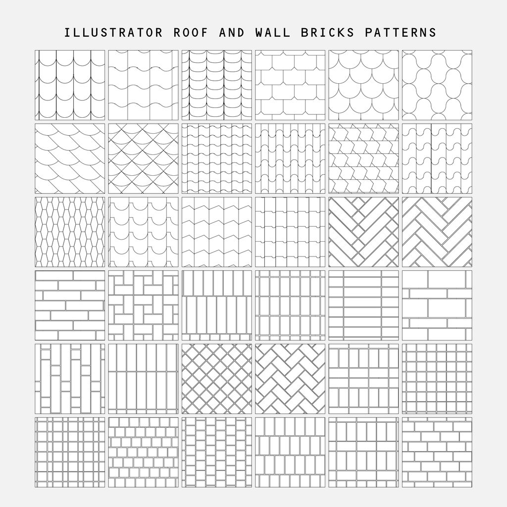 Illustrator Roof and Wall Brick Pattern Library Multi-Pack (Recommended ...