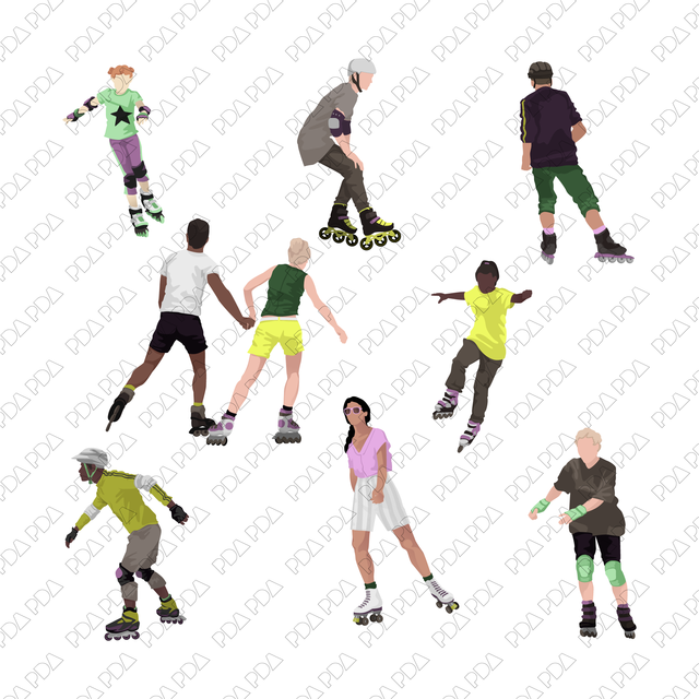 Vector Roller Skaters Set (+PNGs)