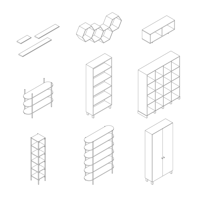 Vector Isometric Shelving Systems Set