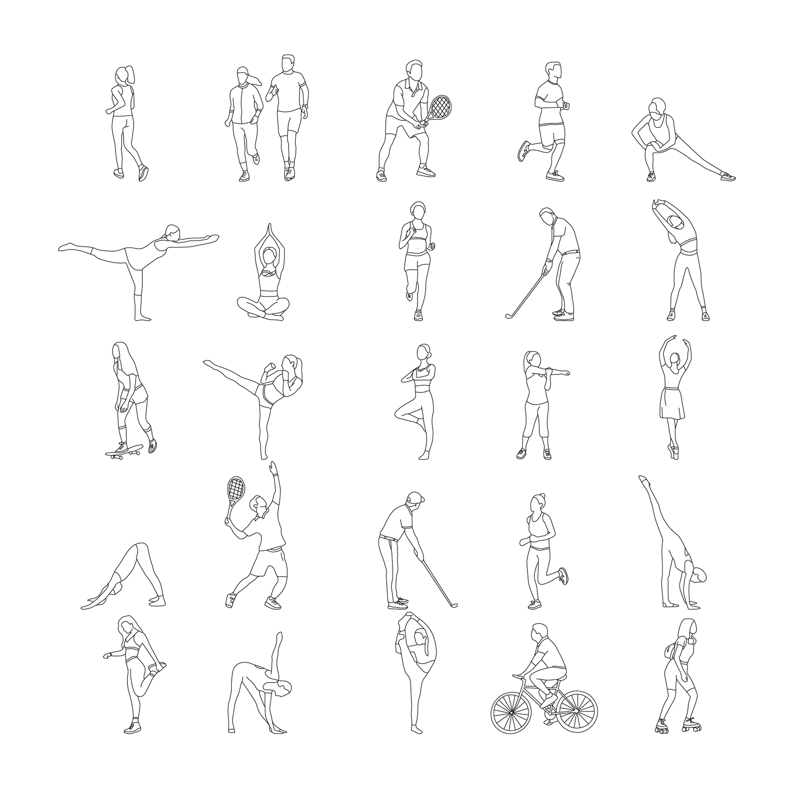 CAD, Vector People Doing Sports Set | Post Digital Architecture