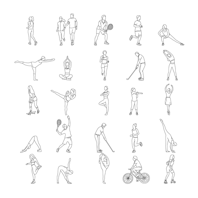 CAD, Vector People Doing Sports Set