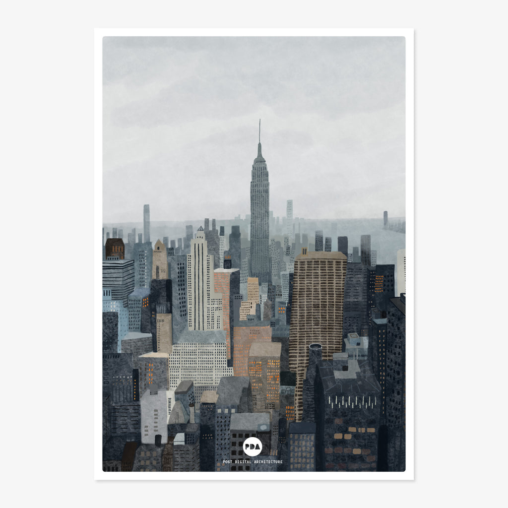 Hand Drawn NYC Skyscrapers Printable Poster | Post Digital Architecture